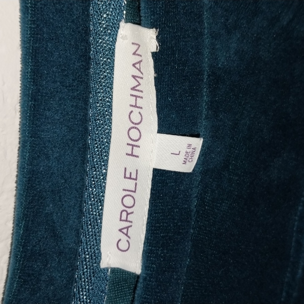 ☕Carole Hochman Velour Fleece Crew Neck PJ Set Sz L"teal" Blue Green Latte Color - Picture 6 of 6